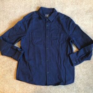 H&M regular fit men’s casual button up solid blue large longsleeve heavyweight